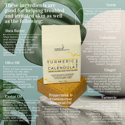 Turmeric soap bar benefits and  ingredients. 